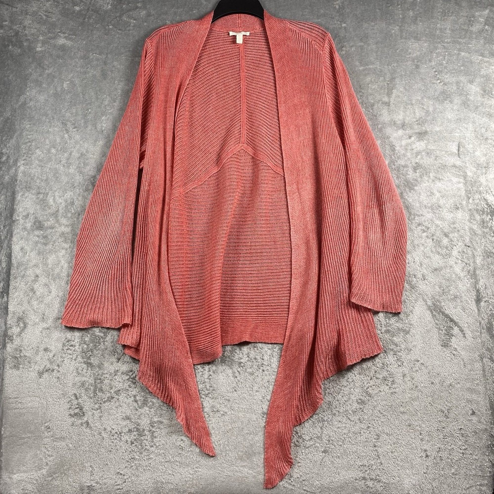 Eileen Fisher Dusty Rose Open-Front Ribbed Cardigan